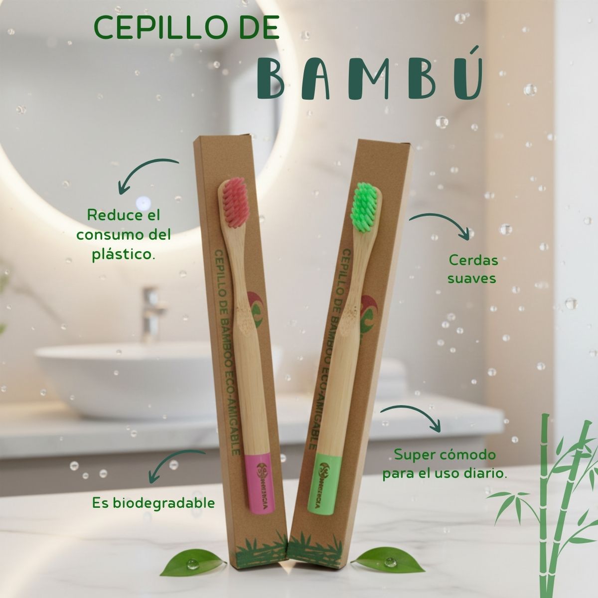 CEPILLO DE DIENTES BIODEGRADABLE DE BAMBÚ, PARA NIÑOS, 1 PIEZA