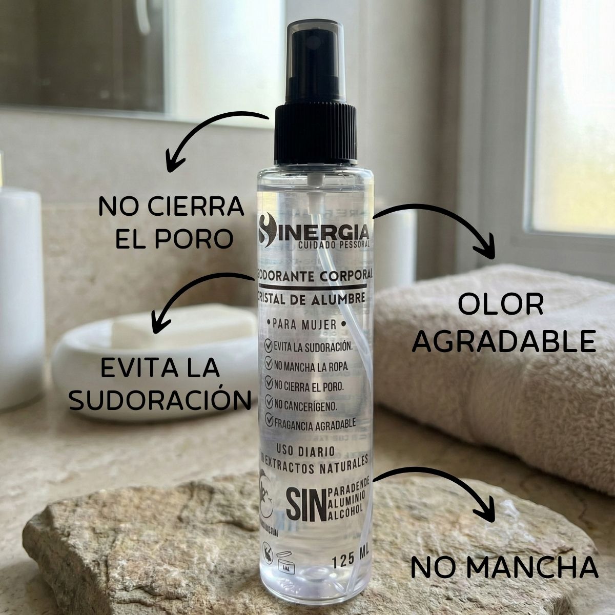 DESODORANTE DE CRISTAL DE ALUMBRE PARA MUJER 125 ML