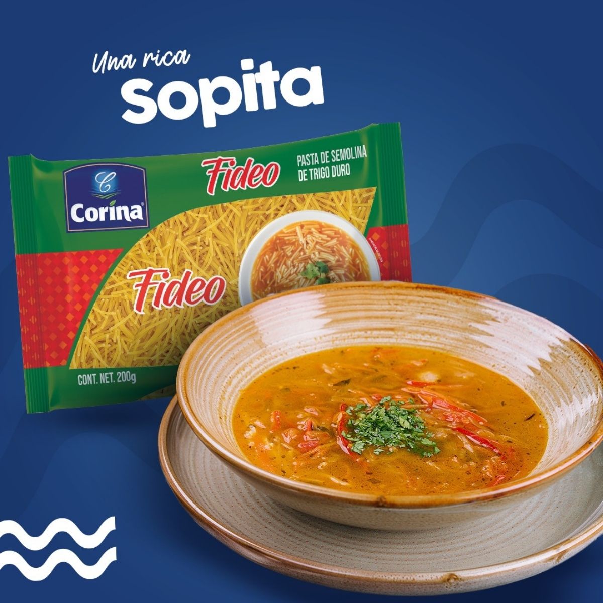SOPA DE PASTA FIDEOS CORINA 200 GRS