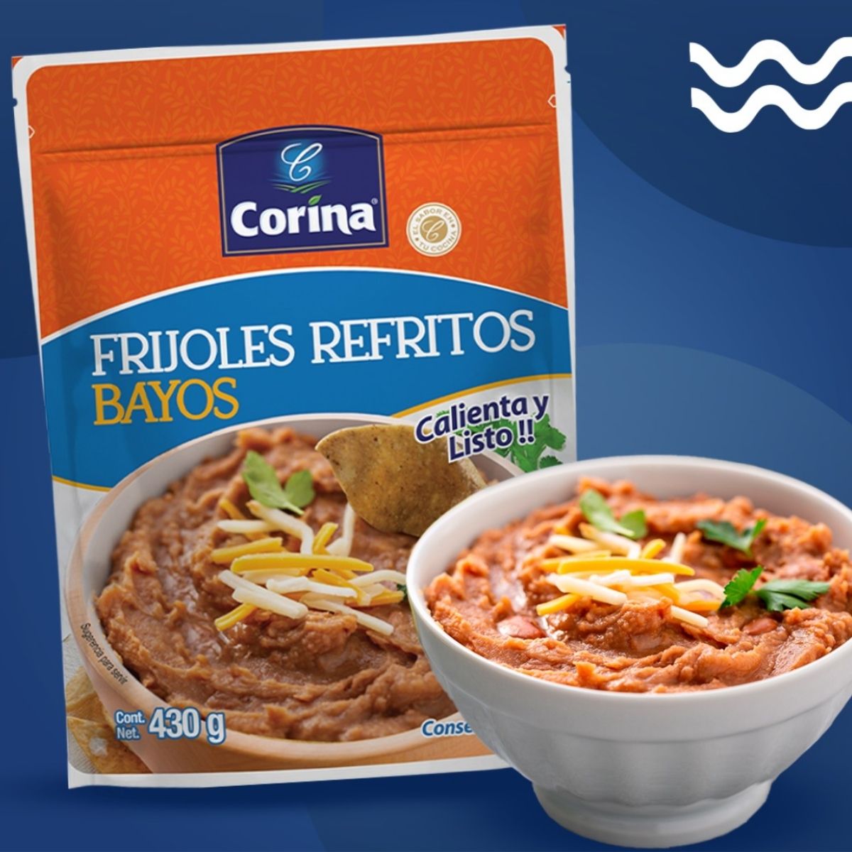FRIJOLES REFRITOS BAYOS CORINA 430 GRS POUCH
