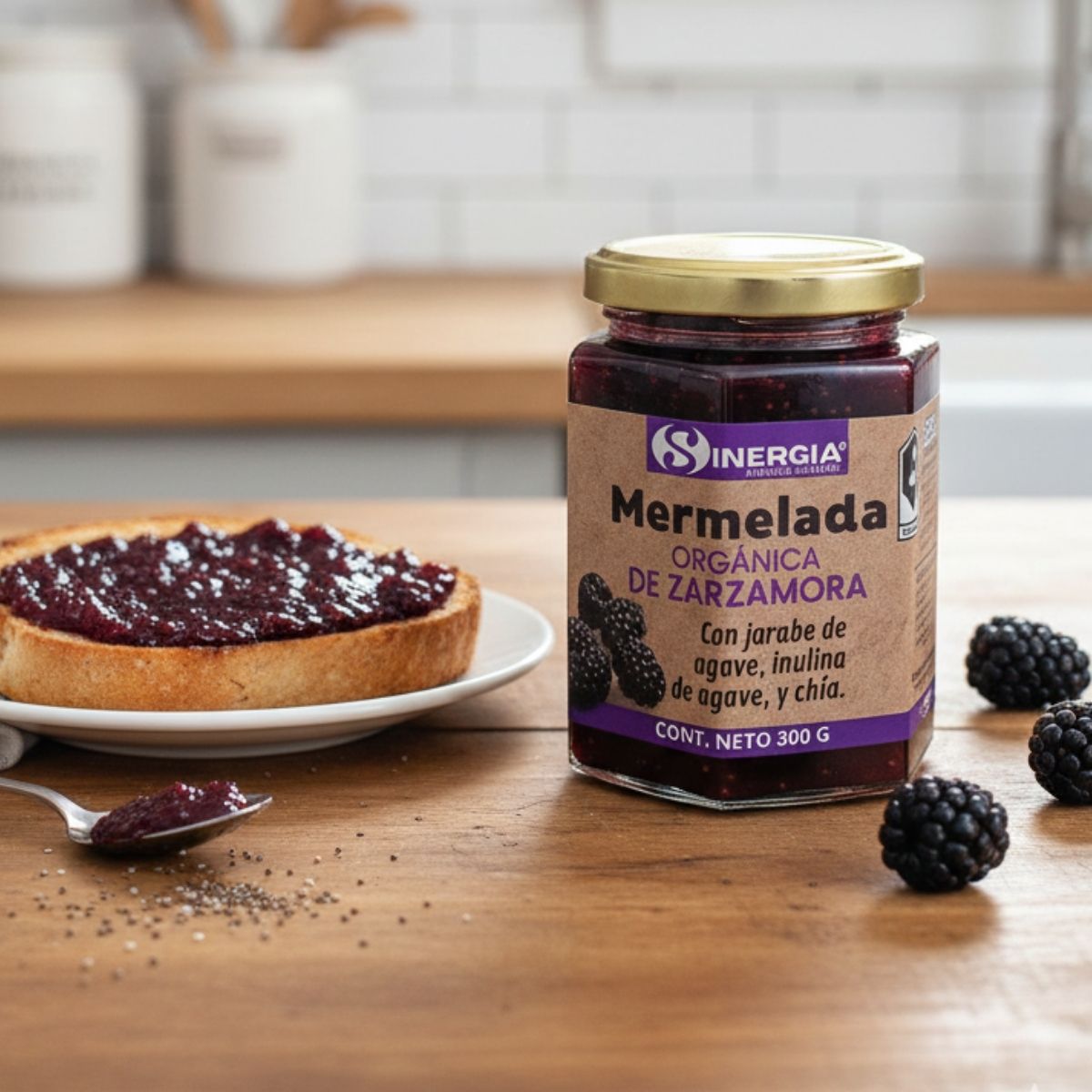 MERMELADA ORGÁNICA DE ZARZAMORA, 300 GRS.