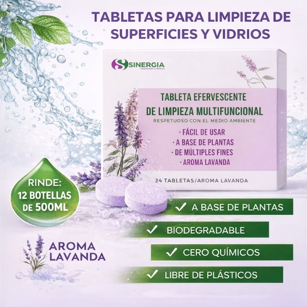 TABLETAS PARA LIMPIEZA DE SUPERFICIES Y VIDRIOS